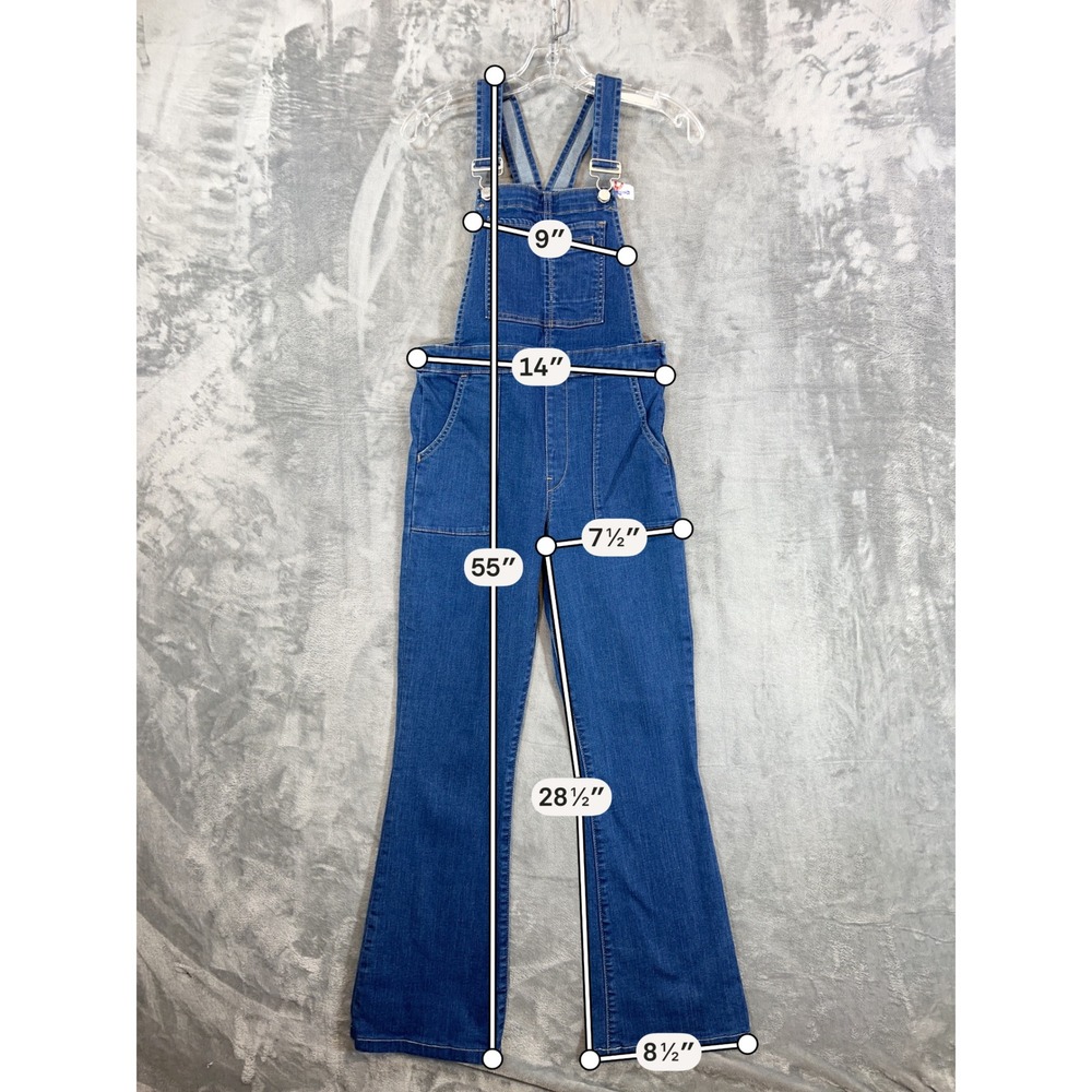 Gap 1969 Flared Denim Overalls Women's Size S Small Blue Med Wash Denim Jumpsuit - Picture 5 of 6
